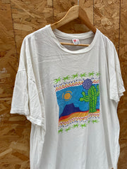Vintage 90s Single Stitch Desert Cactus T-Shirt Graphic Tee White Size 3XL