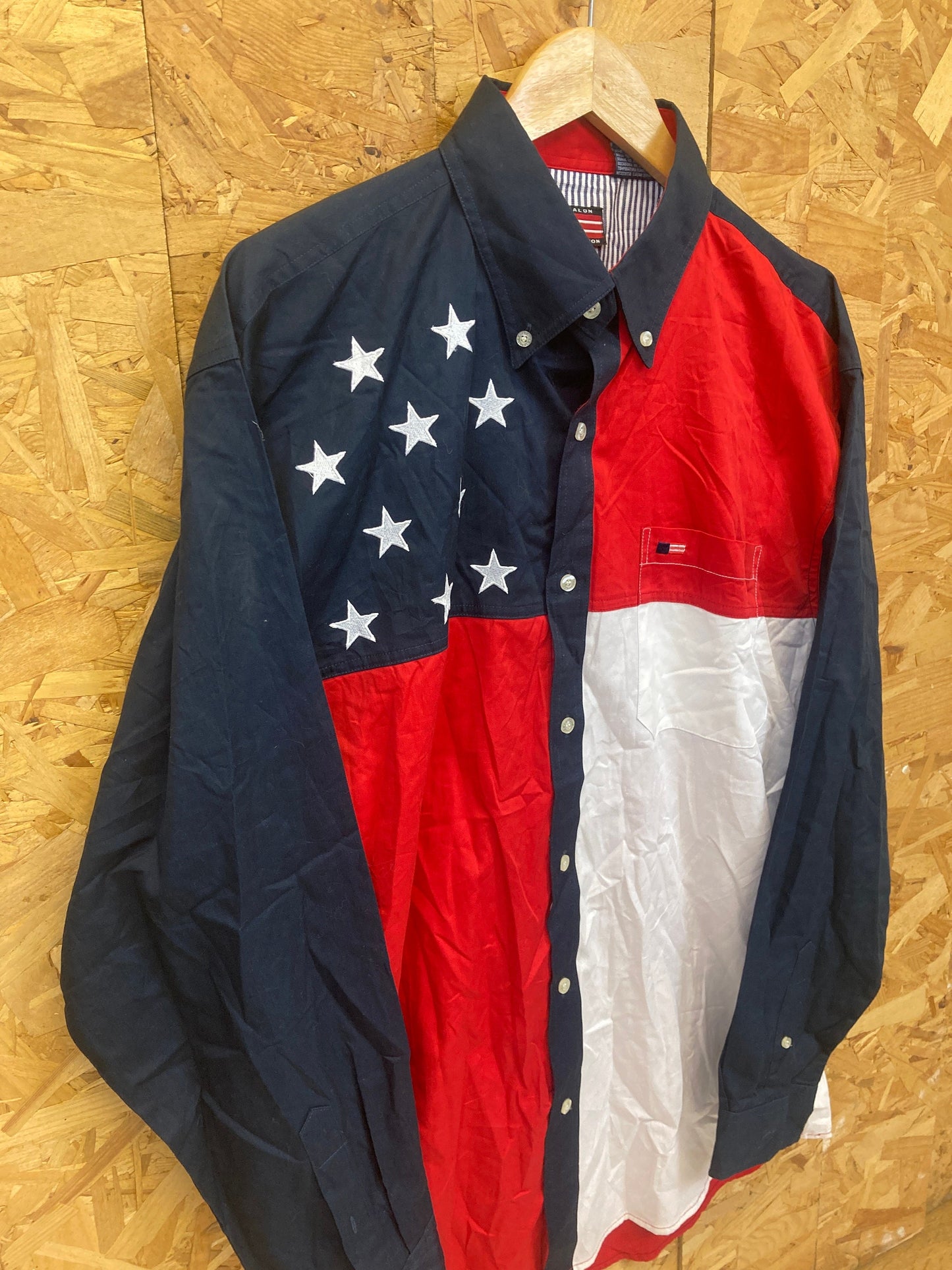 Vintage Y2K USA flag Stars and Stripes Rodeo Western Hipster cowboy shirt size large by Avalon Colle