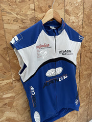 GIBBA Technical Wear Men's M Blue White Cycling Vest Engadin Radmarathon