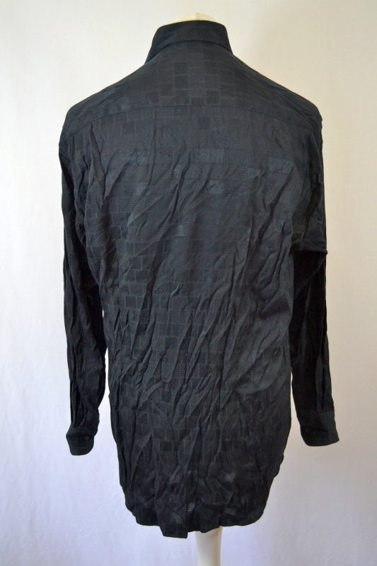 Vintage 90s black textured long sleeve shirt size medium oversized by C&A