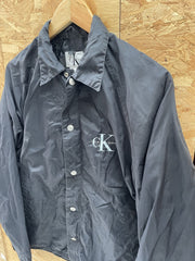 Calvin Klein Jeans Black Nylon Coach Jacket Size S Vintage Y2K Retro Logo