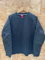 Vintage Y2K Nike Men's Black Quilted Crewneck Sweatshirt Size M