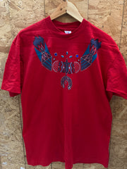 Vintage 90s Native American jeweled garland red single stitch t-shirt size XL