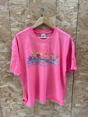 Vintage Anvil XL Pink Floral Dragonfly Graphic Cropped T-Shirt Retro