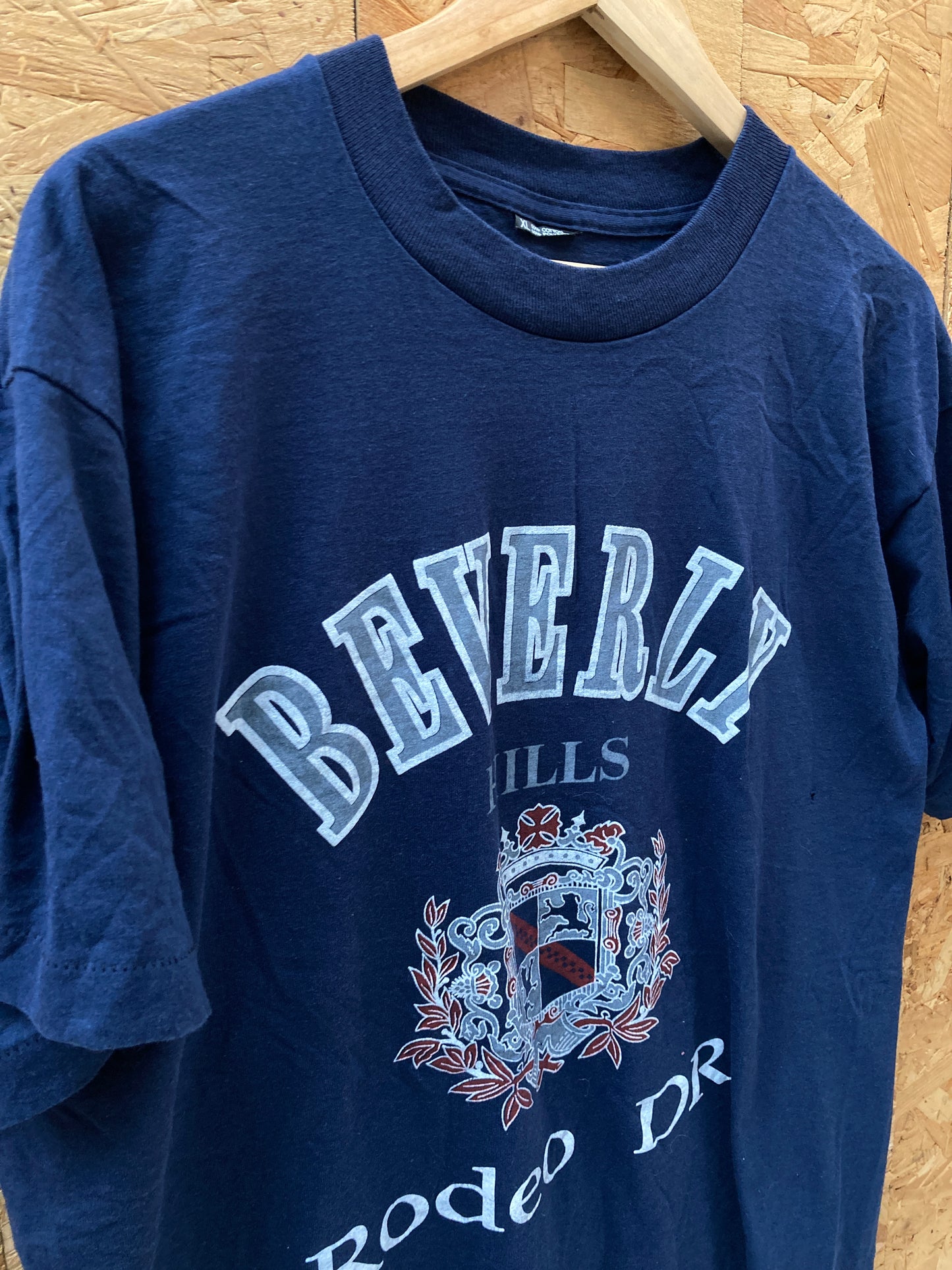 Vintage 90s Rodeo Drive Beverly Hills navy blue single stitch t-shirt size XL