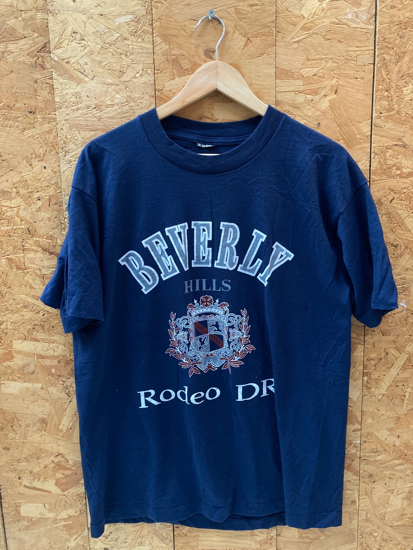 Vintage 90s Rodeo Drive Beverly Hills navy blue single stitch t-shirt size XL