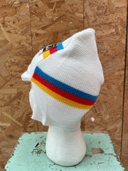 Vintage Sporten Knit Beanie Cycle Hat White Red Yellow Blue Made in Italy