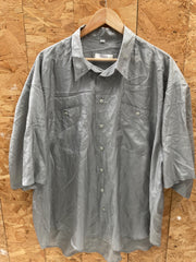 Vintage 90s sheer silk grey short sleeve shirt size 45/XXL by Henry Morell