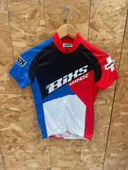 Bixs Sports Division Short Sleeve Cycling Jersey Red Blue Black White Size XS