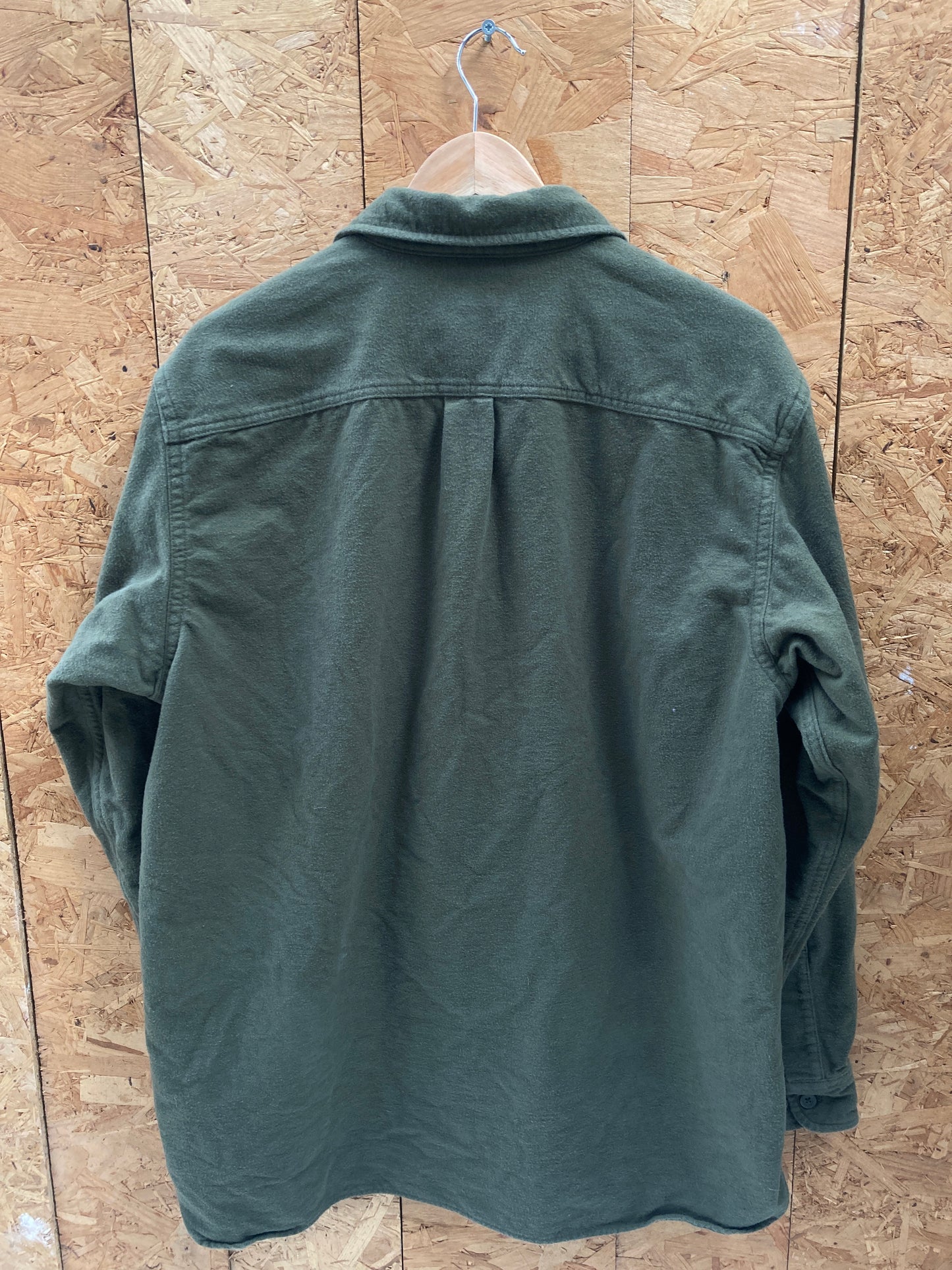 Vintage 90s olive drab green long sleeve chamois shirt size large by LL Bean