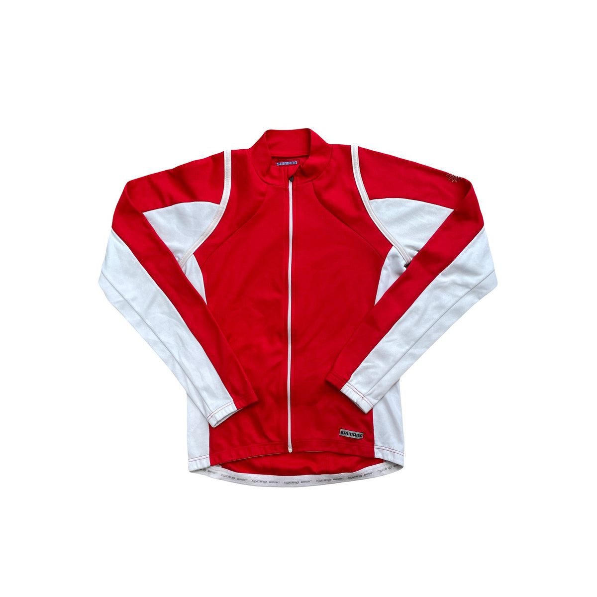 Shimano Cycling Jersey Red White Long Sleeve Full Zip Women's Size M