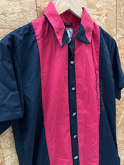 Vintage 90s black red short sleeve rockerbilly shirt size small by Rumble 59