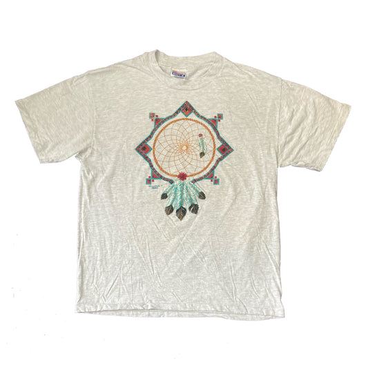 Vintage 90s Dreamcatcher by Nathan light grey single stitch t-shirt size large