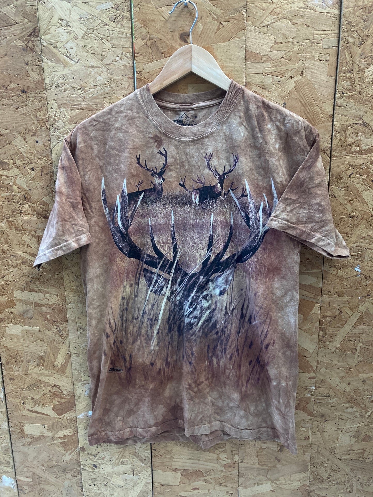 Vintage 90s The Mountain brown grungy tie dye stag souvenir t-shirt size medium