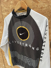 Nike Livestrong Cycling Jersey Long Sleeve XL White Yellow Black Men's