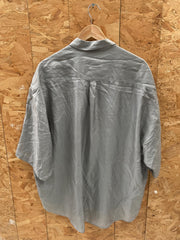 Vintage 90s sheer silk grey short sleeve shirt size 45/XXL by Henry Morell