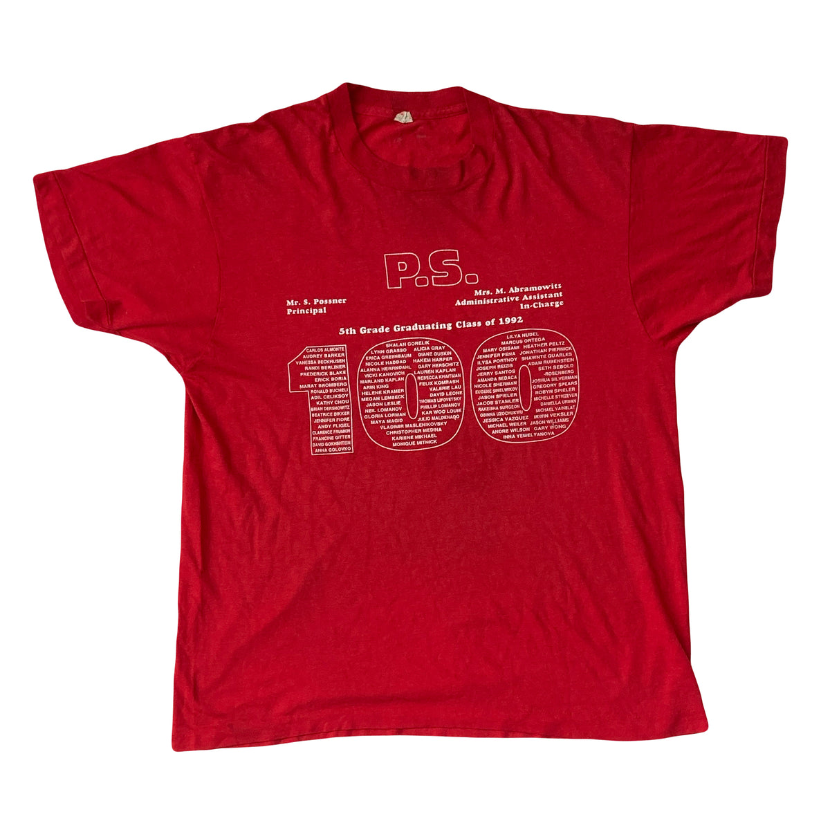 Vintage 92 graduation class single stitch red t-shirt size XL by screen stars