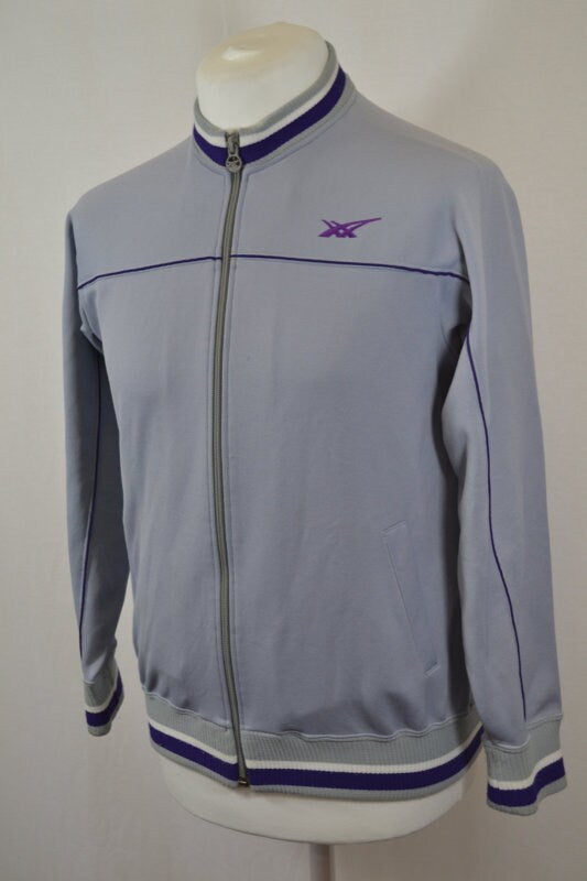Vintage Y2K grey purple Asics tracksuit training zip track top size small