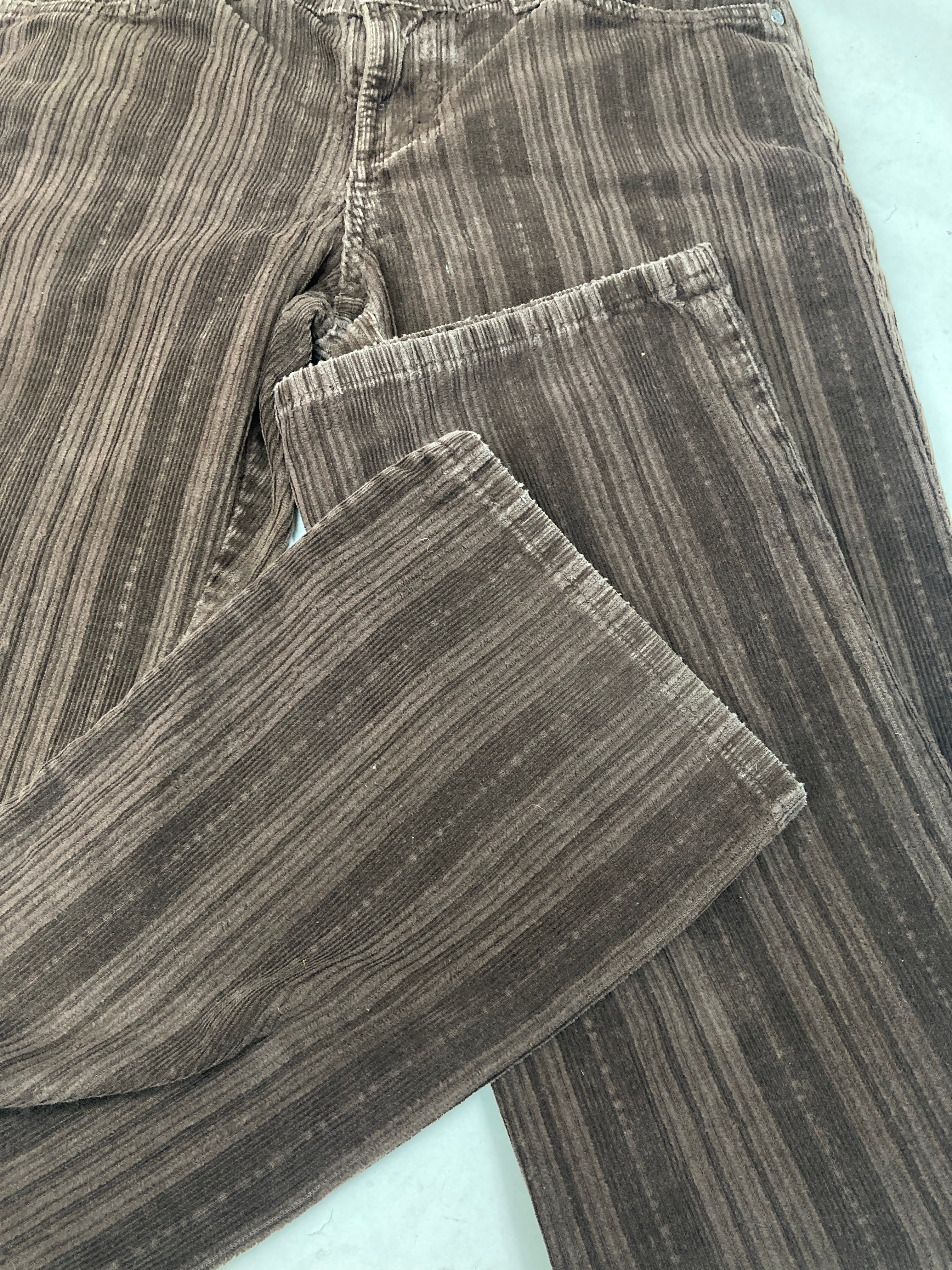 Vintage Y2K Mustang womens brown ribbed bootcut corduroy trousers size W29" L34"