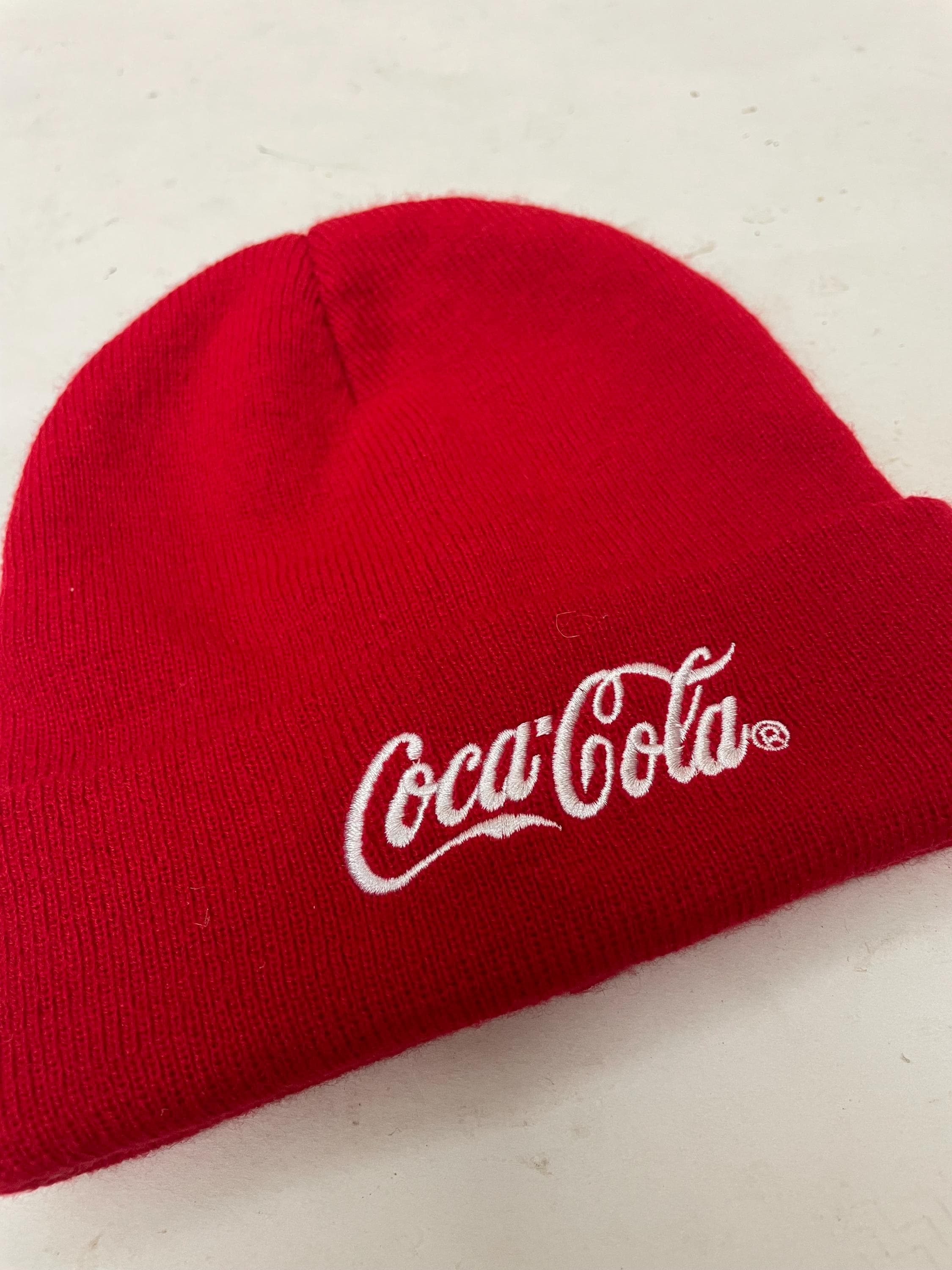 Vintage red Coca-Cola logo winter ski beanie hat