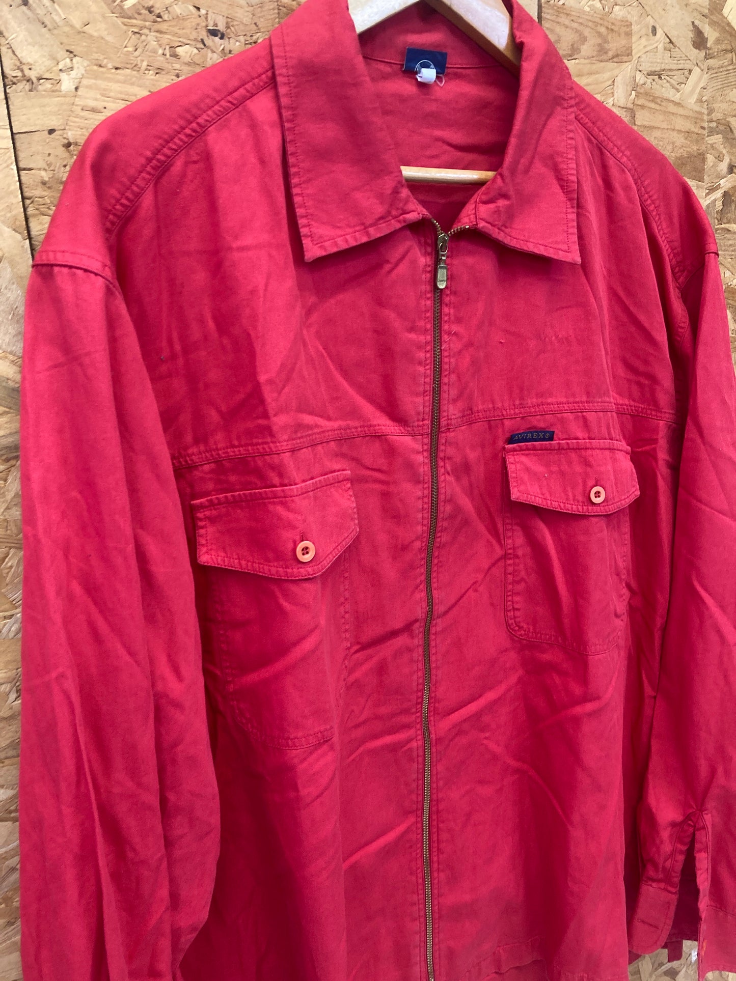 Vintage Y2K Avirex red linen cotton canvas light summer shirt jacket size large