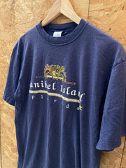Vintage 90s Sanibel Island Florida USA souvenir navy blue grey stripe single stitch t shirt size lar