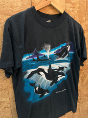 Vintage 90 whales by Garth Buzzard single stitch black t-shirt size medium