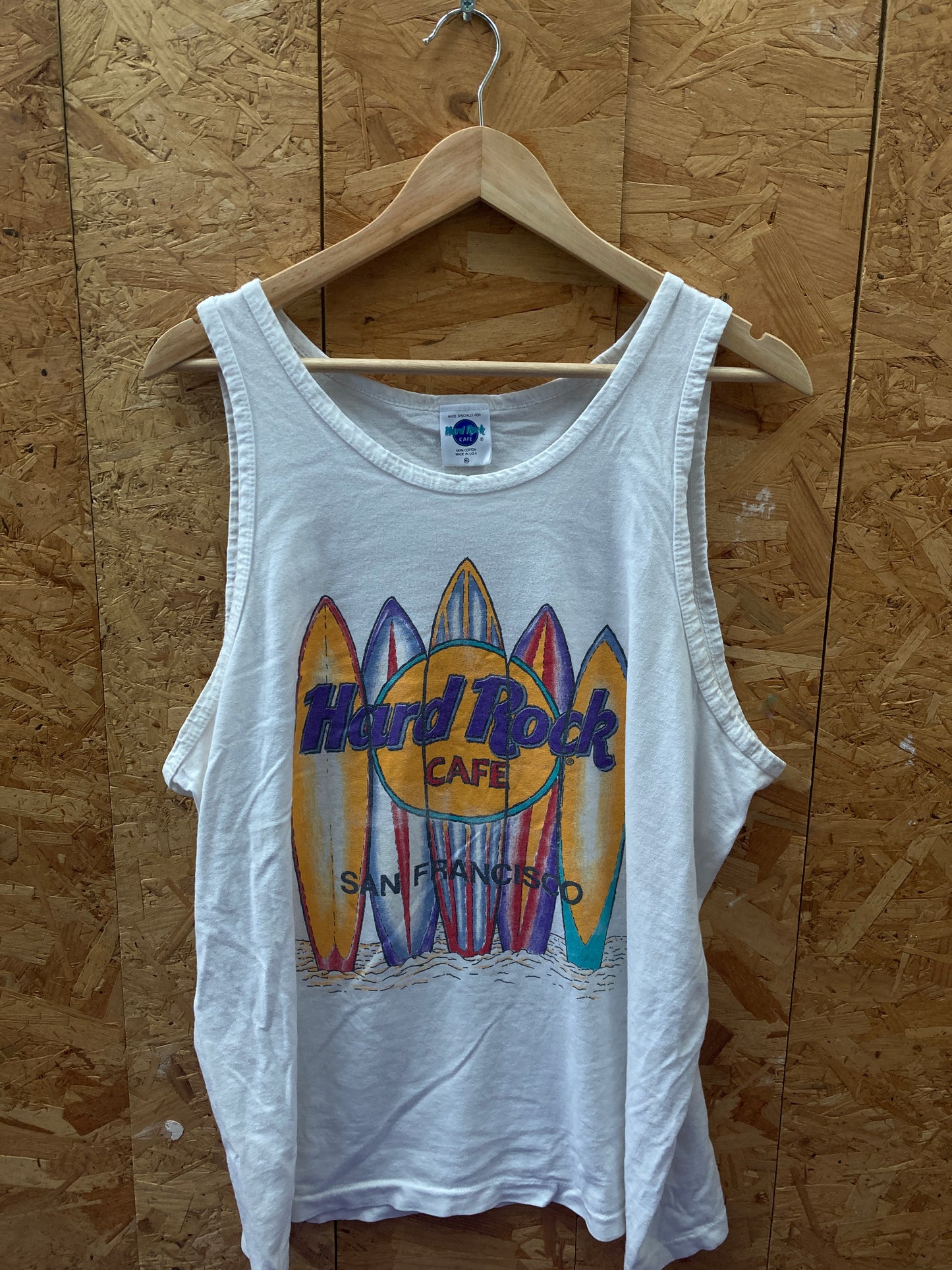 Vintage 90s Hard Rock Cafe SF souvenir single stitch white vest t-shirt size XL