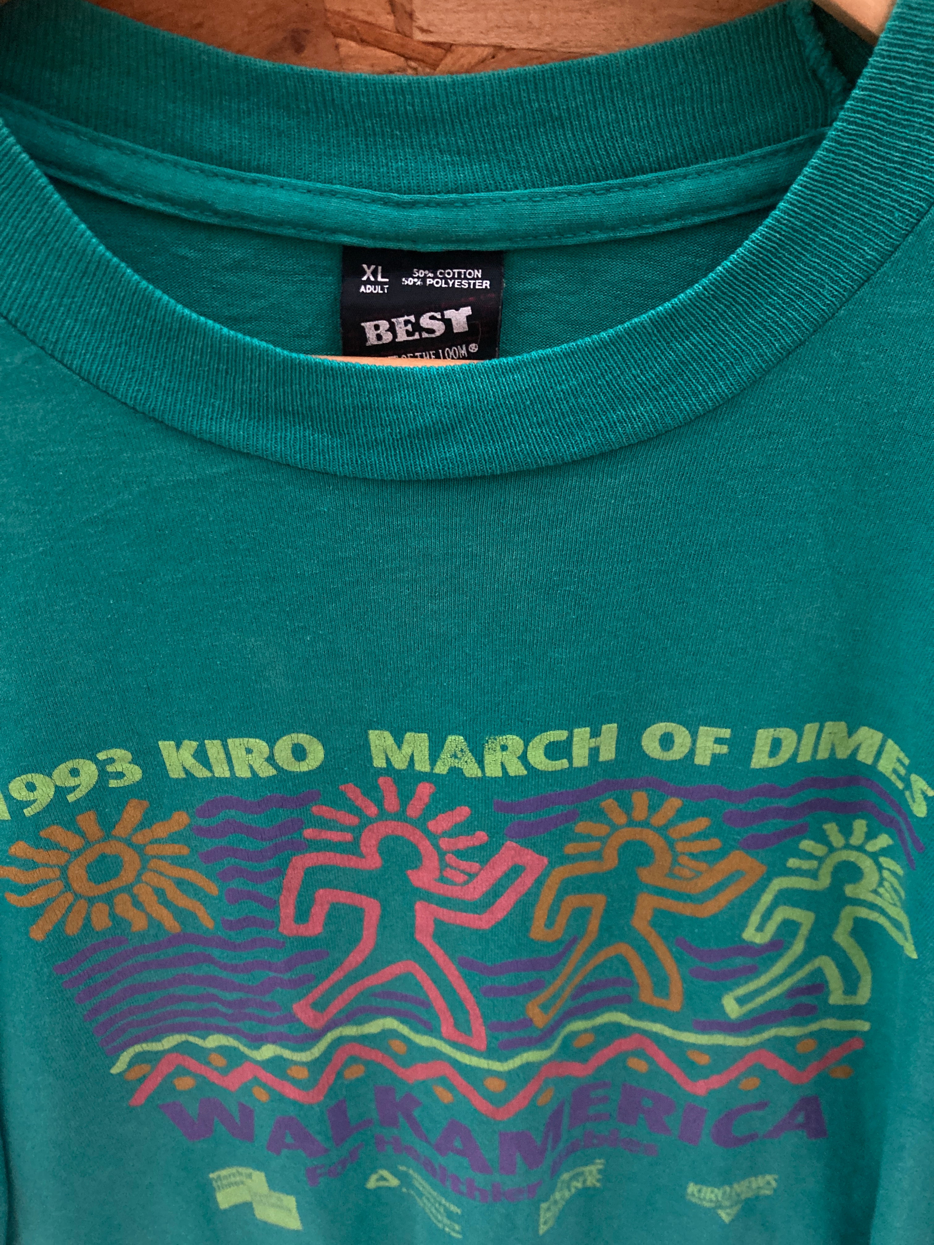 Vintage 93 March of the dimes marathon fun run single stitch t-shirt size XL