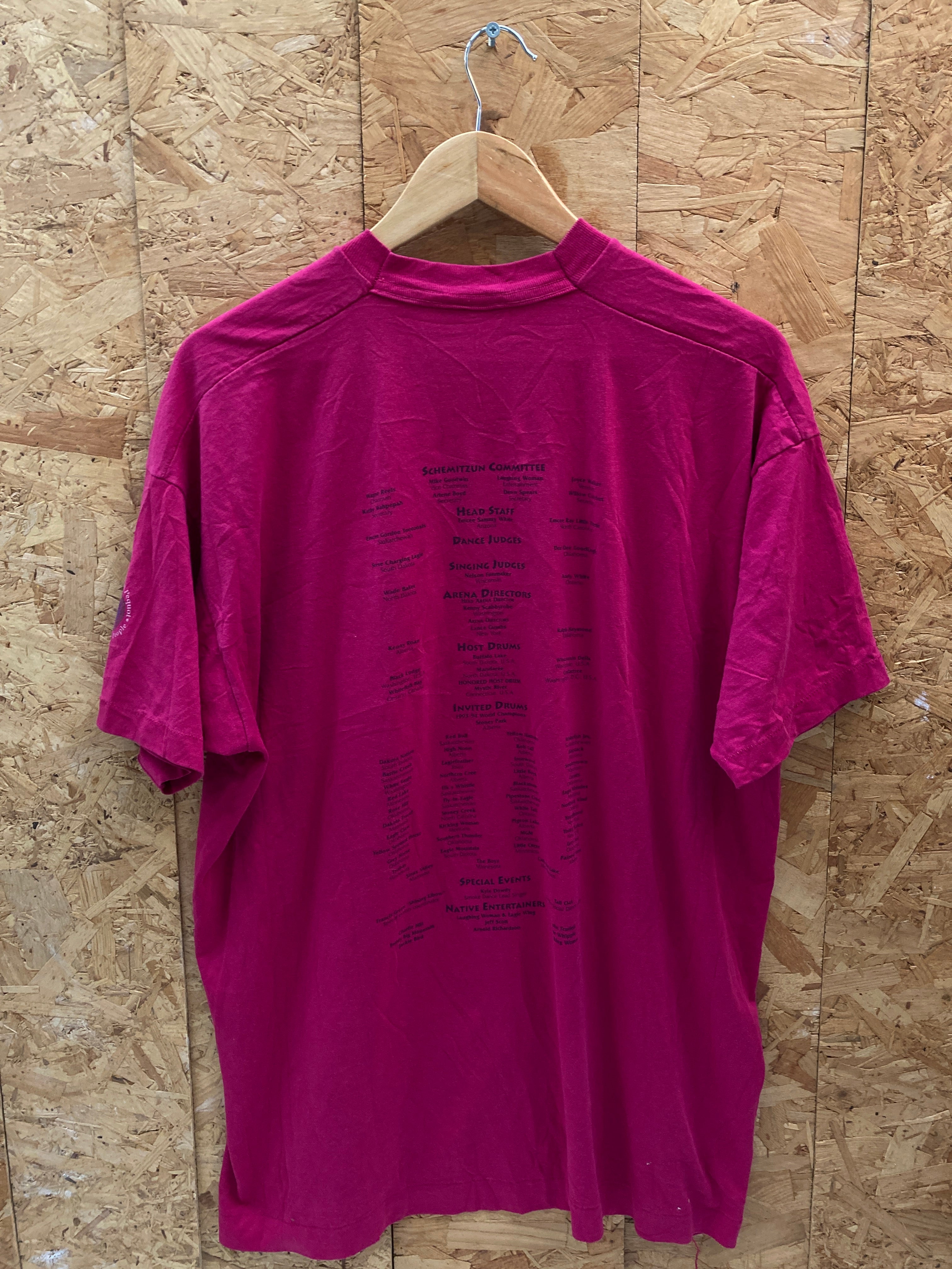 Vintage 90s pink Native song & dance championship single stitch t-shirt size XXL