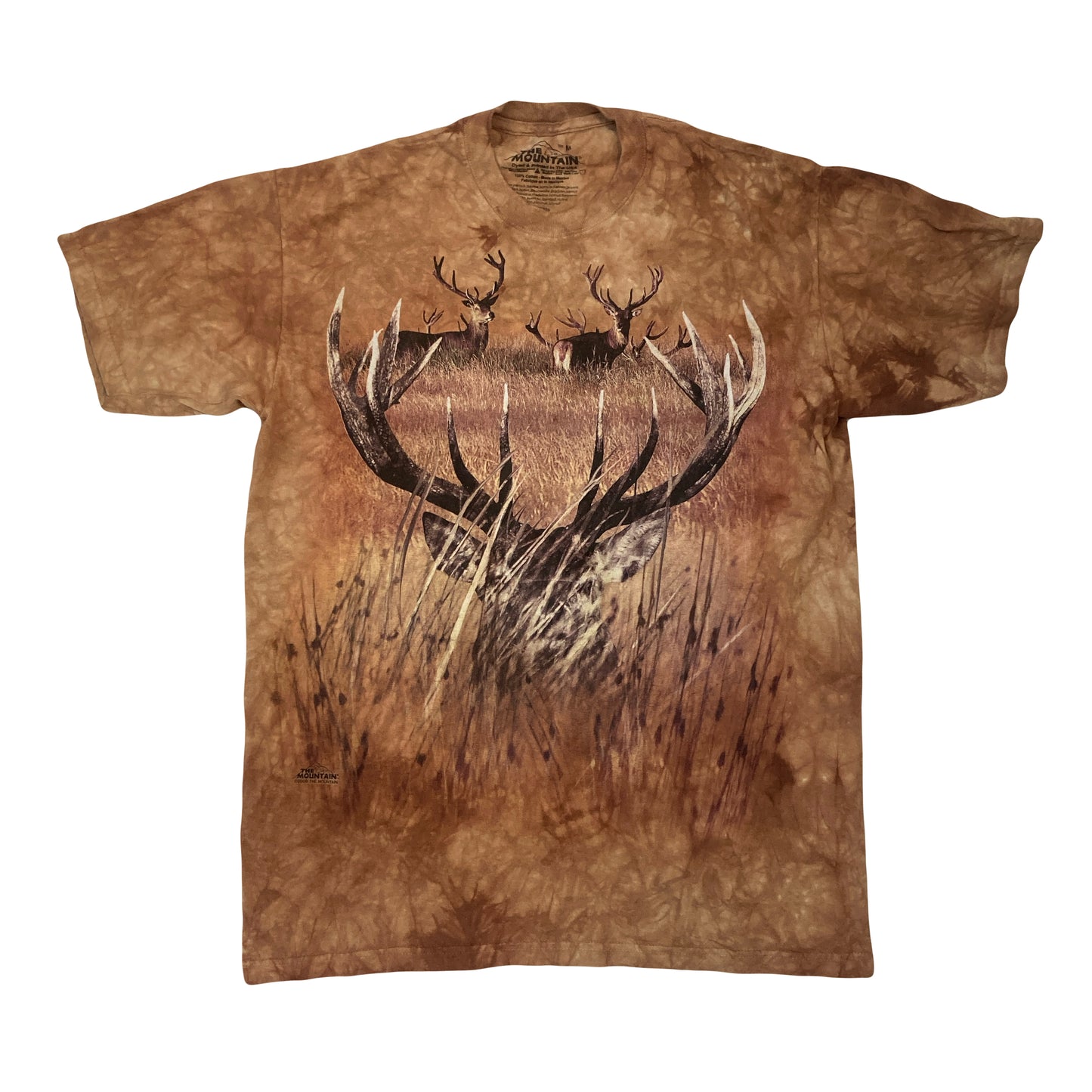 Vintage 90s The Mountain brown grungy tie dye stag souvenir t-shirt size medium