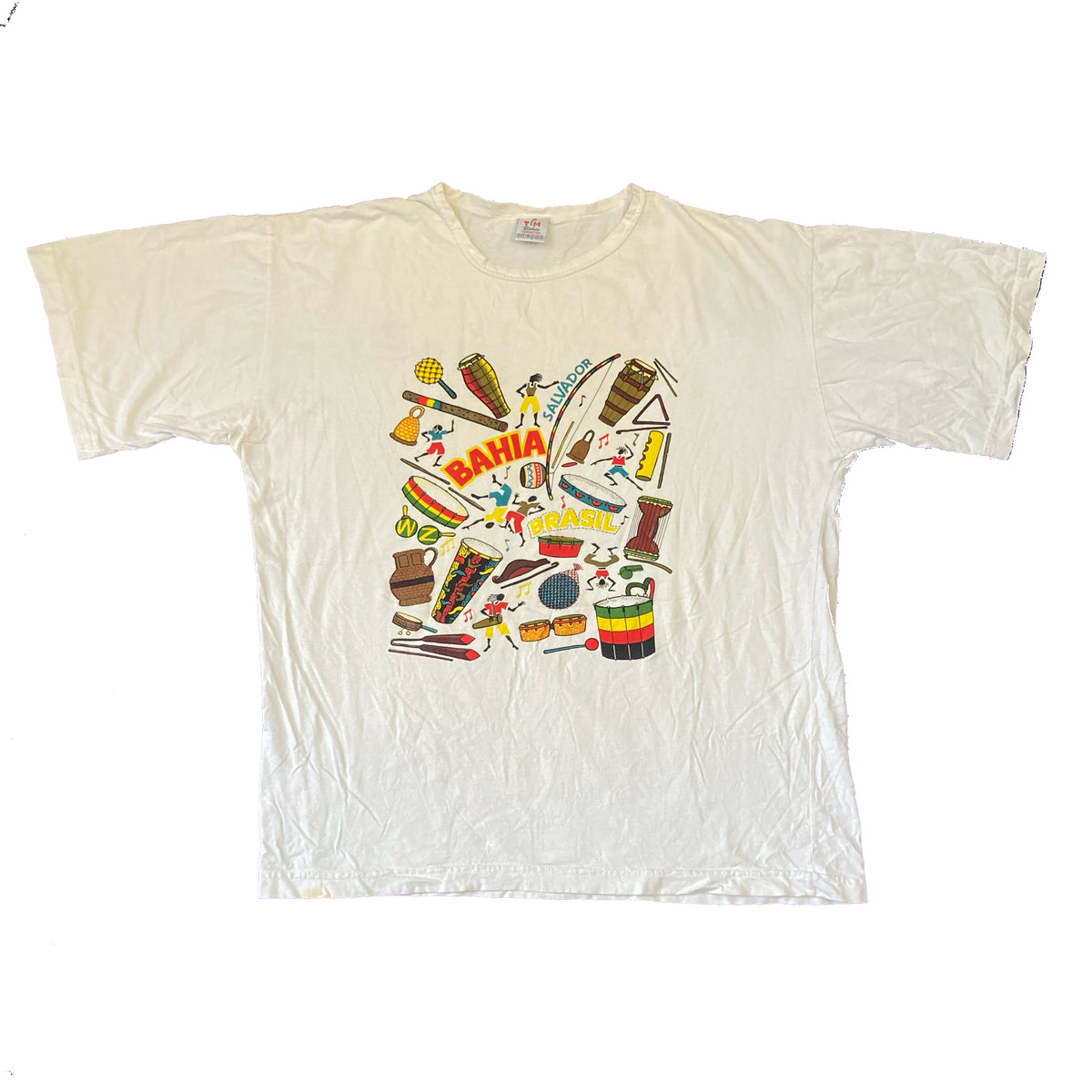 Vintage 90s Bahia Brazil souvenir white double side print t-shirt size medium