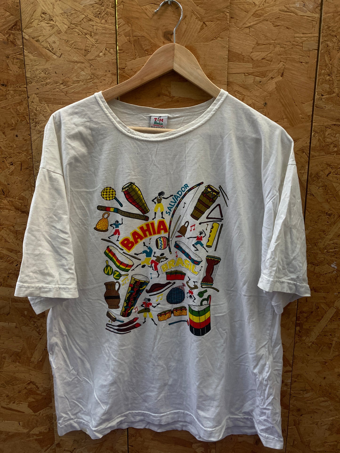 Vintage 90s Bahia Brazil souvenir white double side print t-shirt size medium