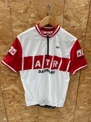 Vintage Solo Denmark Cycling Jersey ATR Red White Men's Size M Short Sleeve