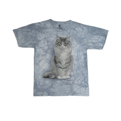 Vintage The Mountain T-Shirt Men's L Gray/Blue Tie-Dye Cat Graphic Tee