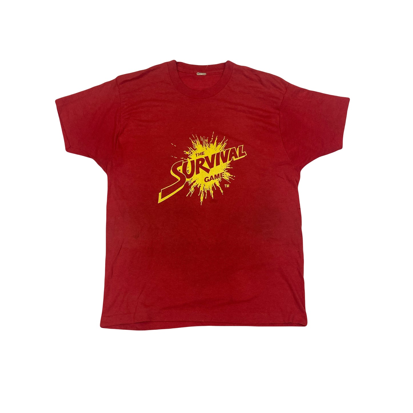 Vintage 90s red yellow The Survival Game single stitch souvenir t-shirt size XL