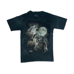 Vintage charcoal tie-dye wolf moonlight t-shirt youth size large by The Mountain