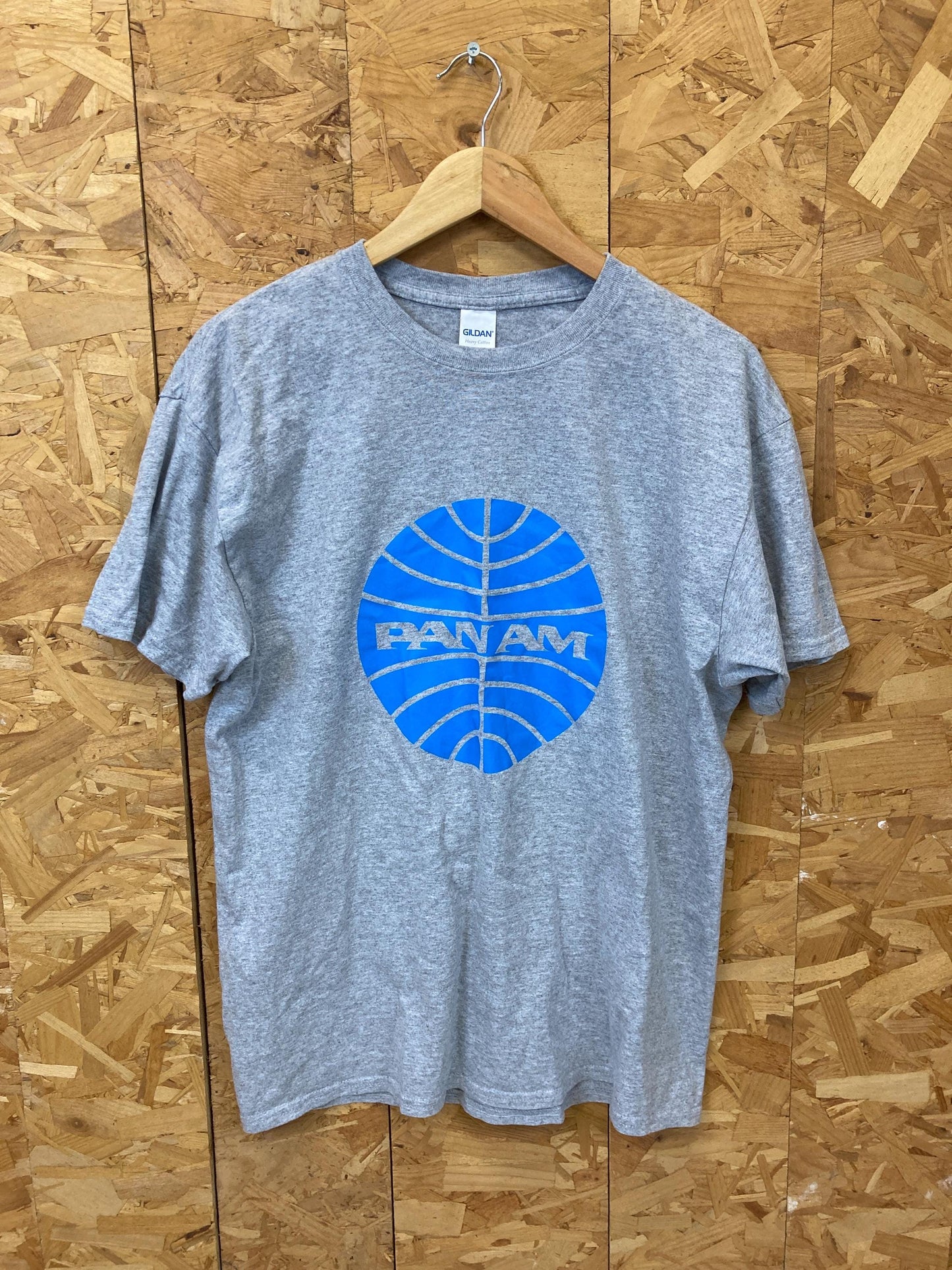 Vintage Y2K PanAm aviation aeroplane souvenir grey blue t-shirt size large