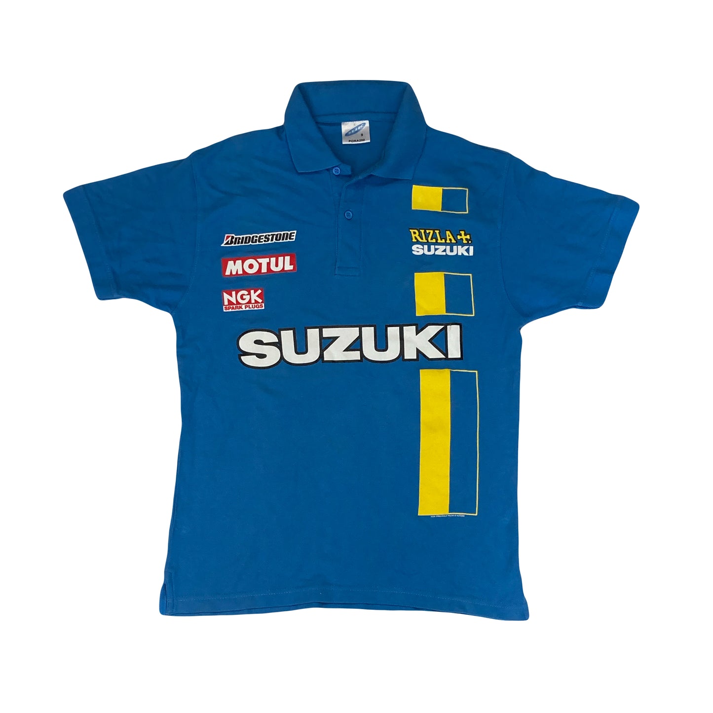 Vintage Y2K Blue Suzuki Rizla race team souvenir polo t-shirt size small