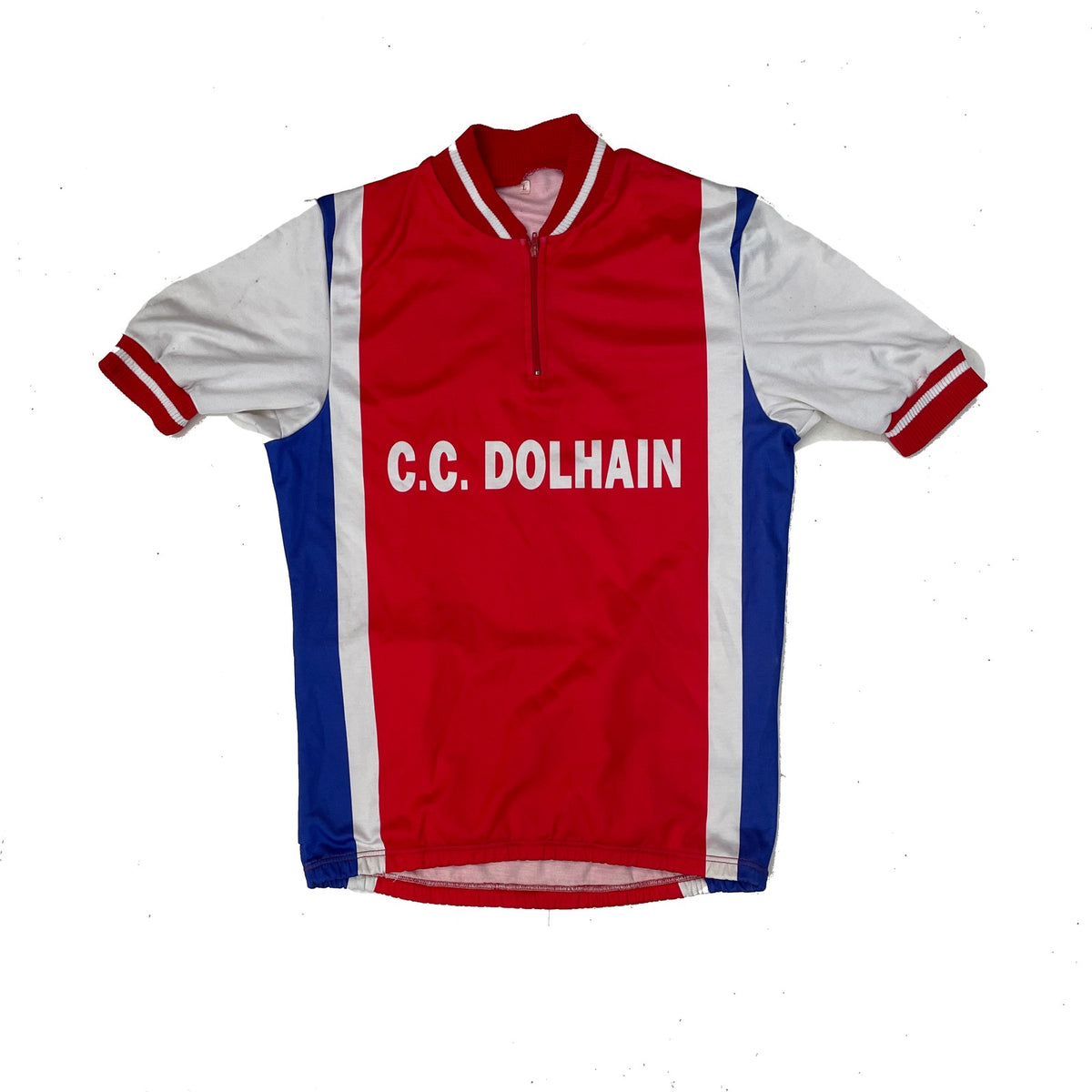 Vintage 80s C.C. Dolhain Cycling Jersey Shirt Red White Blue Size L