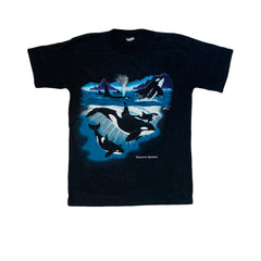 Vintage 90 whales by Garth Buzzard single stitch black t-shirt size medium