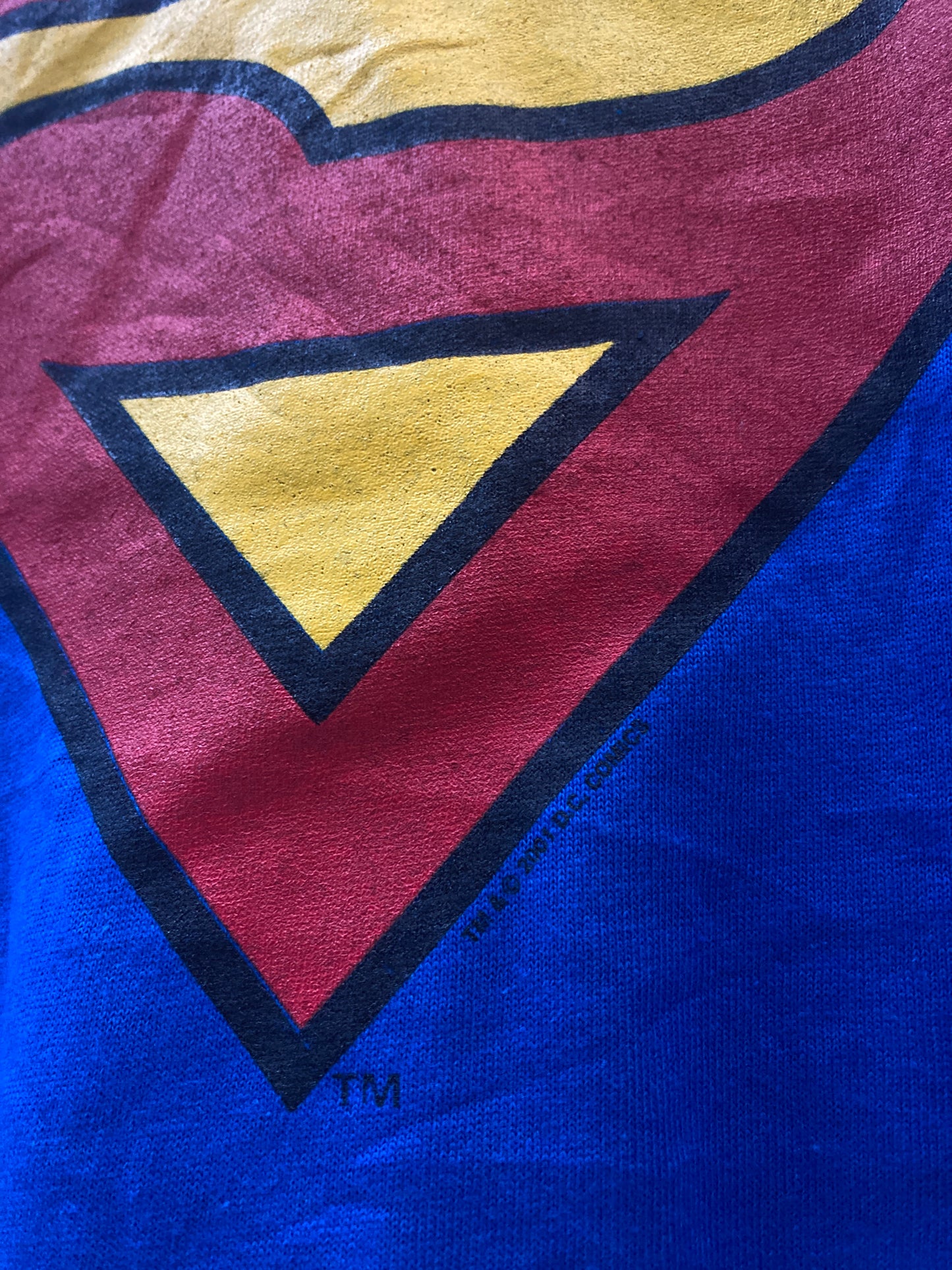 Vintage Y2K blue Superman S logo t-shirt size XL by DC Comics