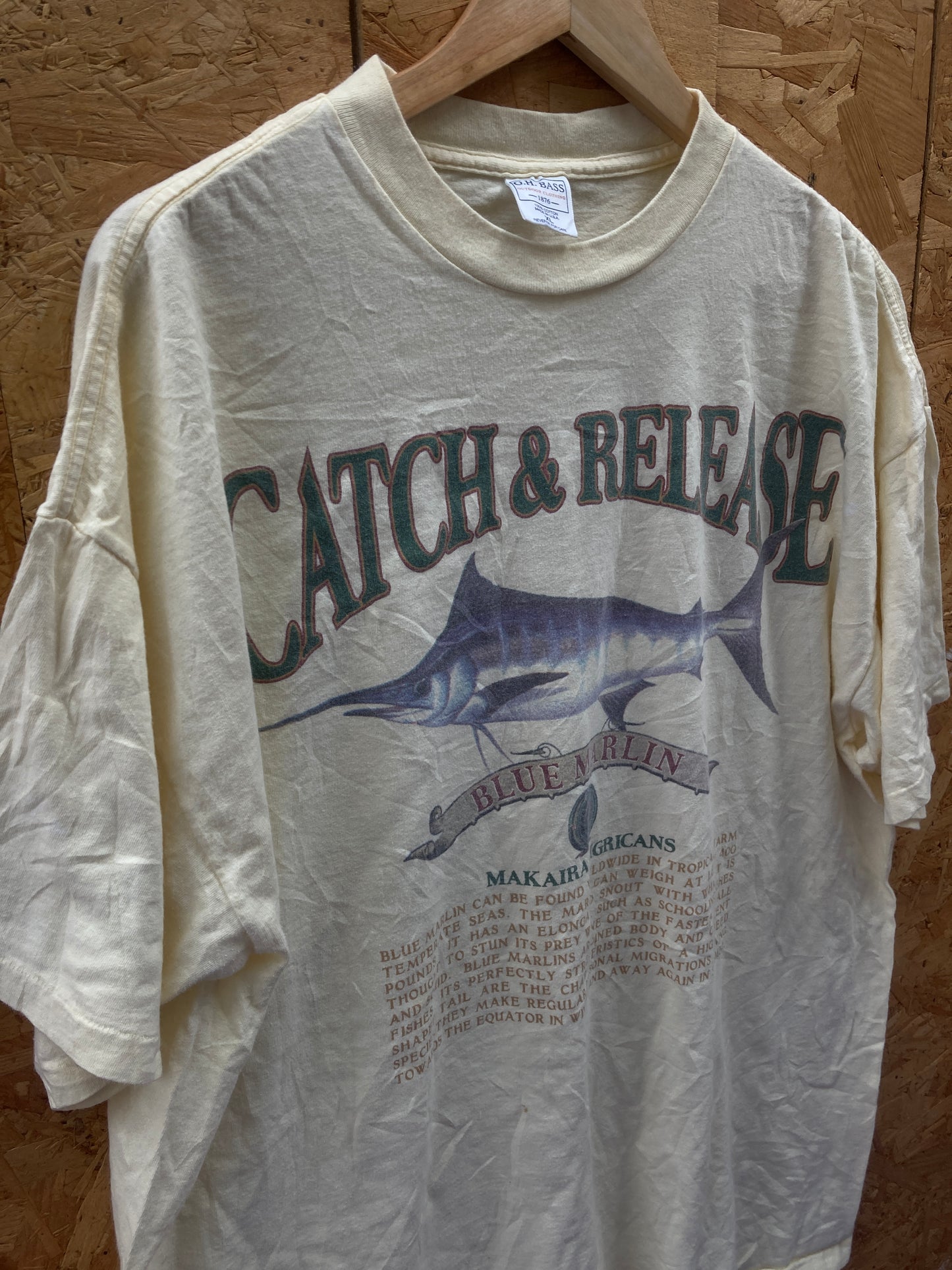 Vintage 90s Catch & Release Blue Marlin souvenir single stitch t-shirt size XL