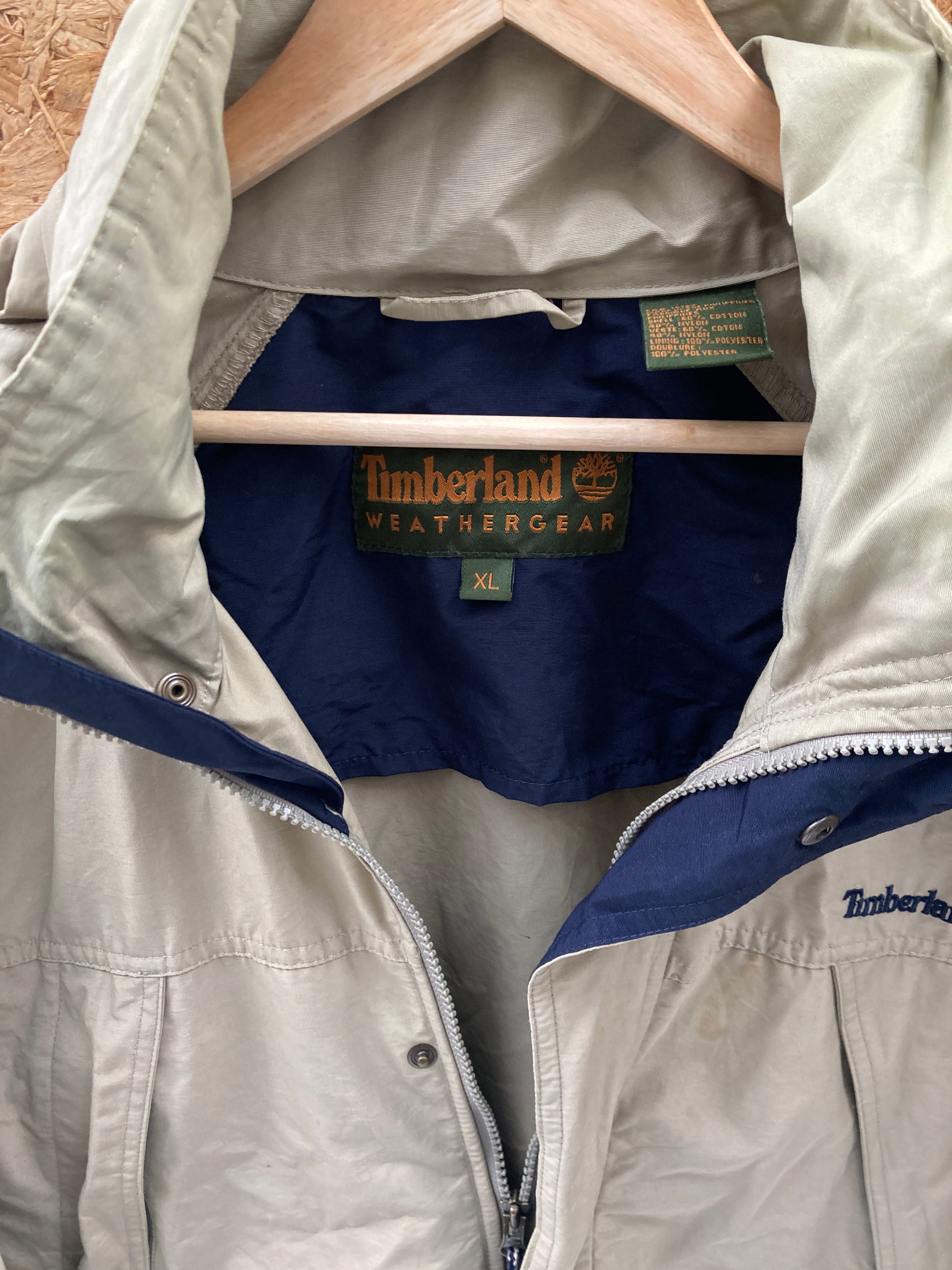 Vintage Y2K beige technical rain coat jacket size XL by Timberland