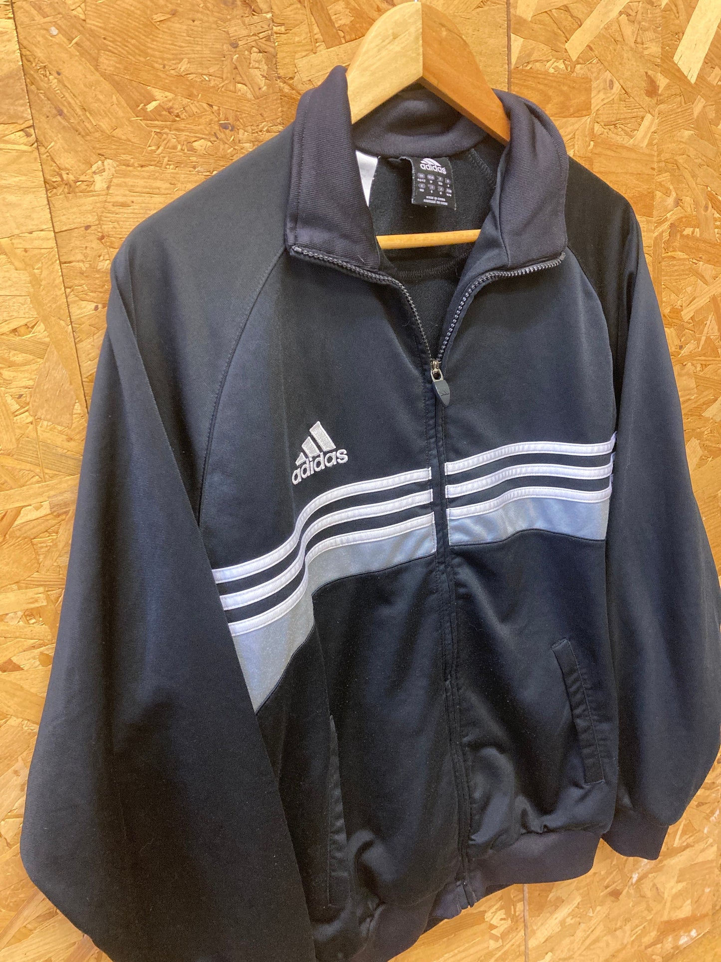 Vintage Y2K Adidas zip track top black white stripes size 40/42 medium