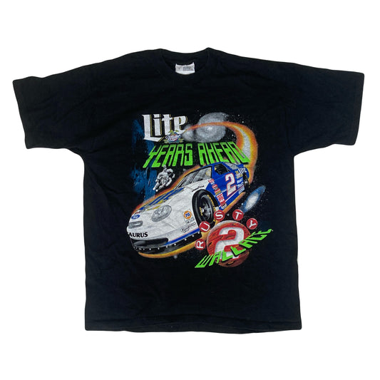 Vintage 90s Miller Lite years ahead Rusty Wallace Nascar race t-shirt size large