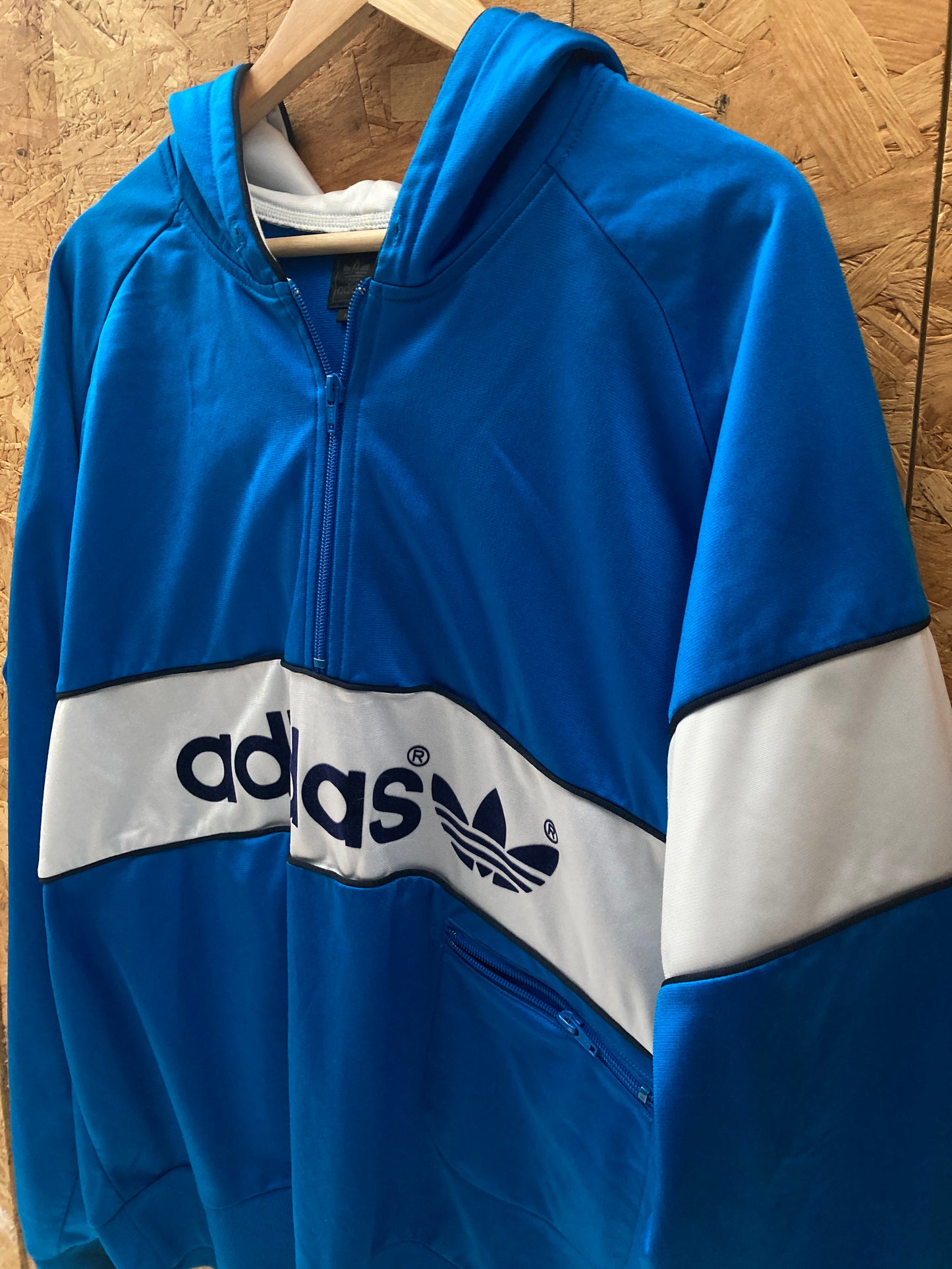 Vintage Y2K blue white spellout quarter zip hoodie size XL by Adidas