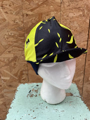 Vintage Rapha Cycling Cap Black Neon Yellow Pattern Unisex One Size