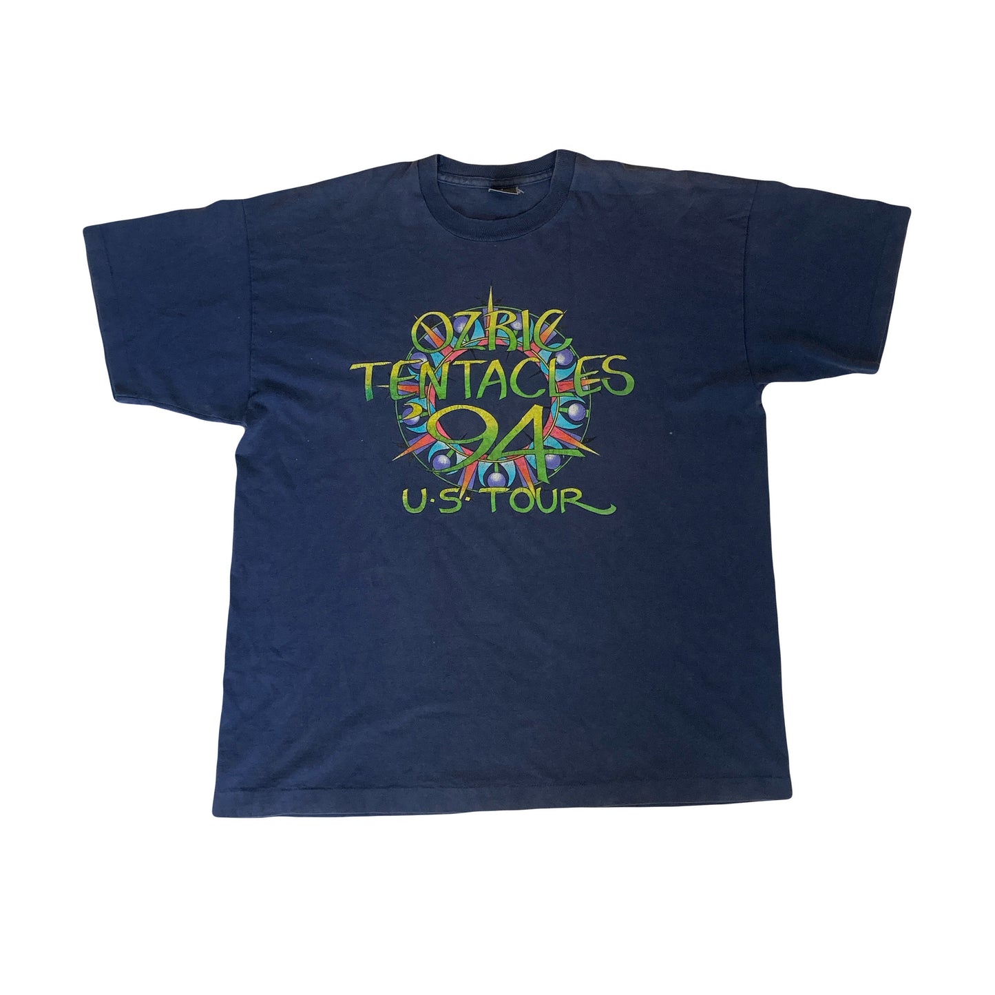 Vintage 94 Ozric Tentacles ultravision USA tour double sided navy blue t shirt size XL