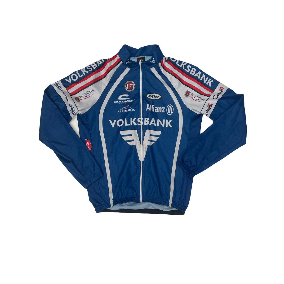 Northwave Cycling Race Jersey L Blue White Red FIAT Volksbank Long Sleeve
